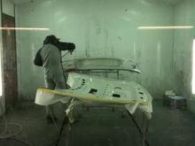 In the paint booth