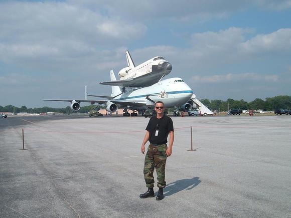 At work, The shuttle just stopped by.