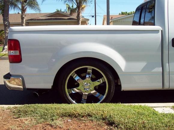 08 Ford F150 this is before the bags 6440 flip kit running a 285 45 22 nexiuem tire with a 22x9.5  42 offset fierro wheelthe wheels were custom fit at Inland Wheel of San Bernardino Calif 104