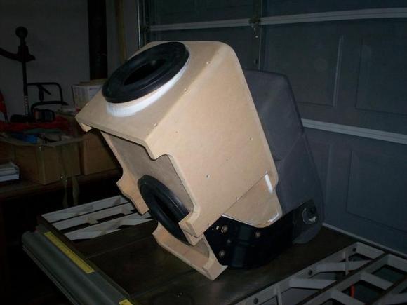 side box loaded 
Description:  pick clearly shows the box with both speakers installed and the arm rest mounted. note the side cutouts for the bottom firing sub.