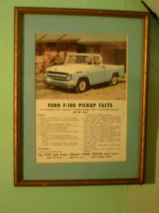 Framed Ford F-100 AD From 1957