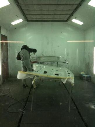 In the paint booth