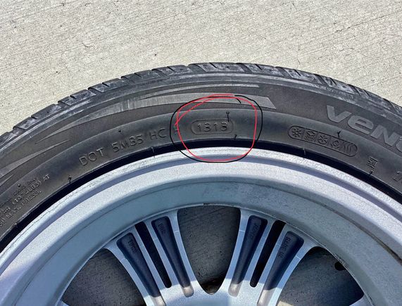 This pic shows the age of the used tire on the rim.