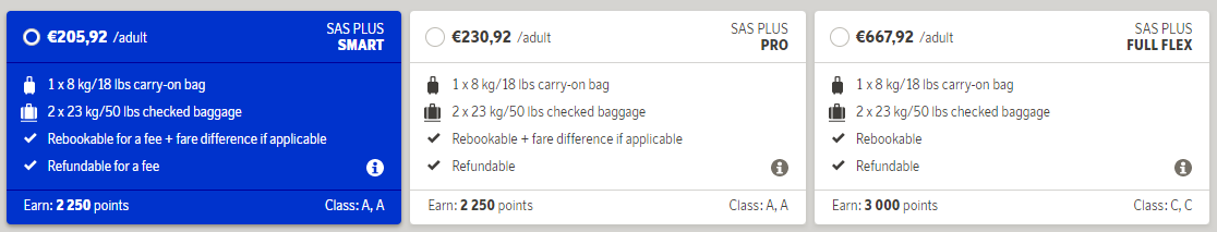 sas baggage fees