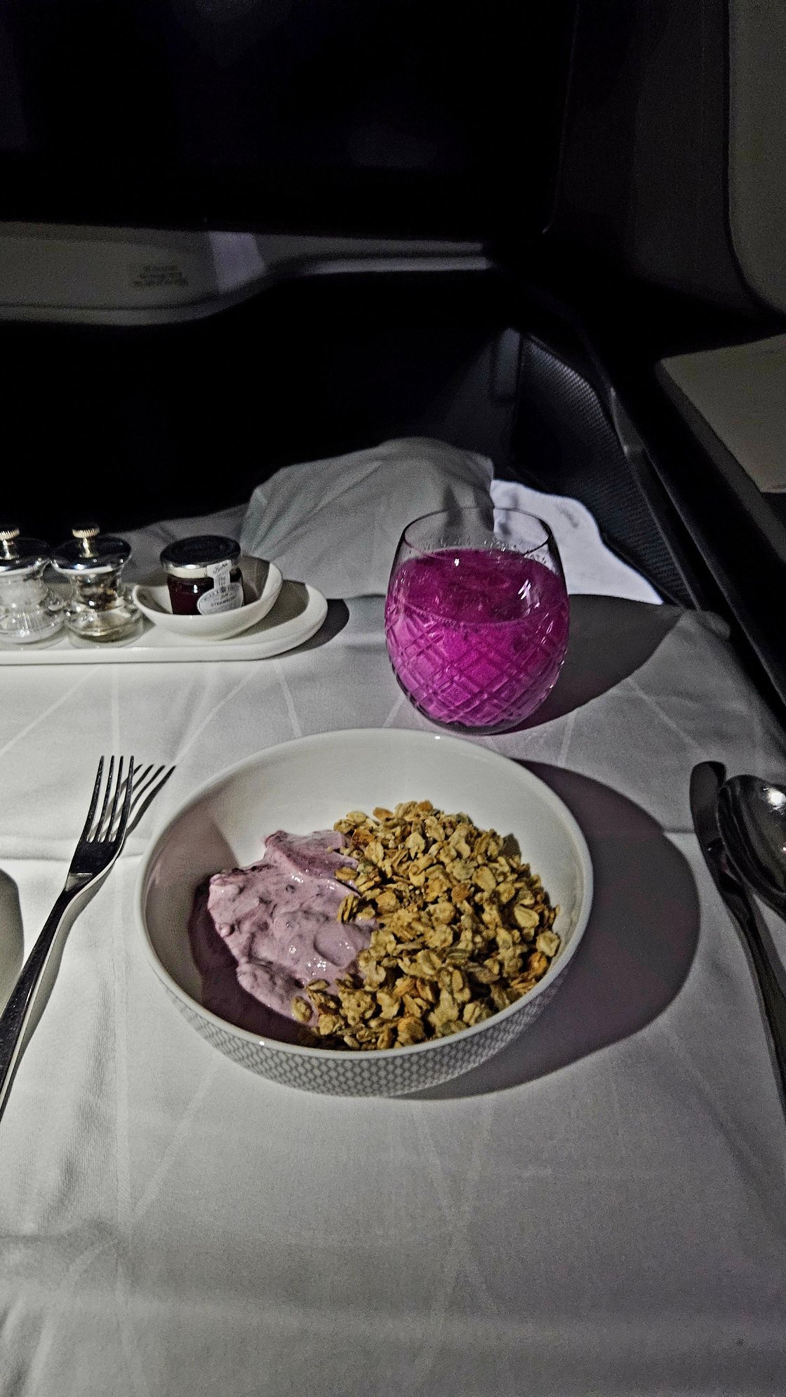 Breakfast - Red Dragon Fruit Smoothie & Greek Yoghurt with Granola