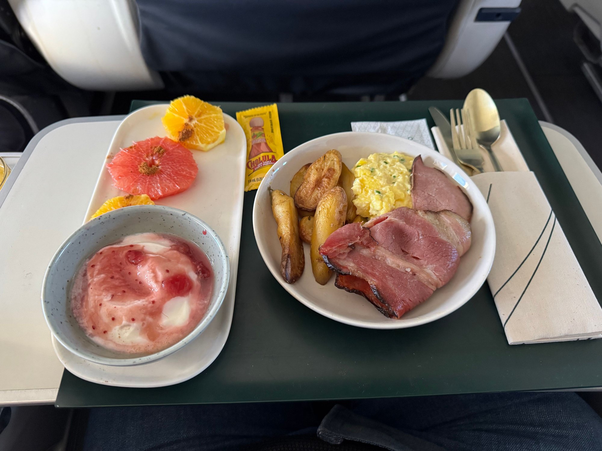 Parmesan scrambled eggs and bacon