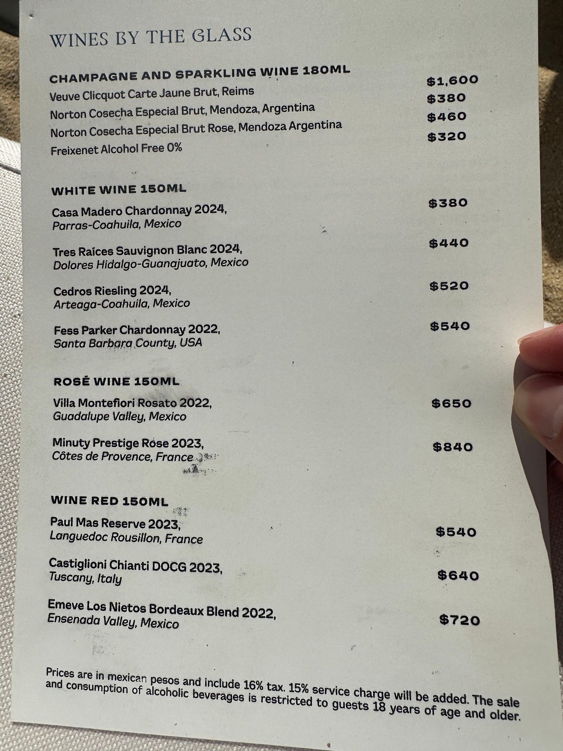 Costamar Drink Menu