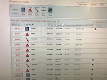 Monday 8/13 eastbound, nonstop only, cheapest first 