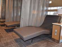 Four chaise longues in quiet area

