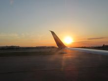 Sunset about to happen during taxi