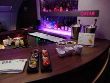 Snacks selection on QR Business and First class onboard lounge (Airbus 380)