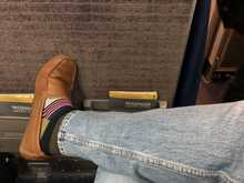 Tight leg room on the bulkhead of the elderly CRJ 200. 
