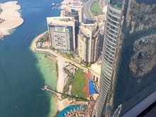 View from 5505 Conrad Abu Dhabi Etihad towers ( Vakava restaurant at bottom of screen, Grand Hyatt pool just above Vakava)