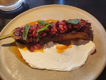 Aubergine with hot honey, etc.