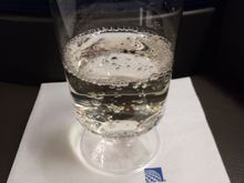 "Sparkling wine" served in plastic - classy!