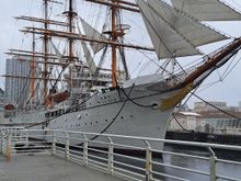 The nippon maru sailing ship with some sails set