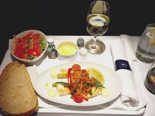 Marinated and grilled Baby Calamari appetizer, Fresh Field Greens with delicious Dressing
