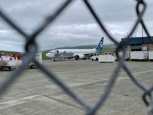 Our plane as seen from the street. 