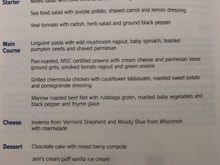 Business class menu SFO-CPH