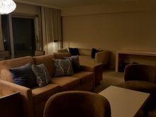 Large desk is gone but there is a narrow desk and chair which are fine. 