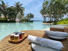 Family pool lunch set up