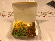 Beef rendang set with turmeric rice