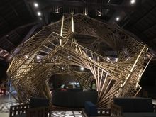 Elements lobby with massive architecture objects