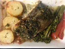 Gremoulata crusted Chalk stream trout with fennel and dill cream sauce