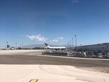 Here she is all lonely at the cargo terminal. I considered taking that flight, but the double tier points of going via PHL were too tempting 😬