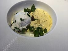 Asparagus & poached egg with truffled Hollandaise