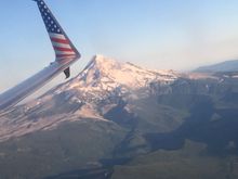 Beautiful of Mt. Hood on final to PDX from AUS.