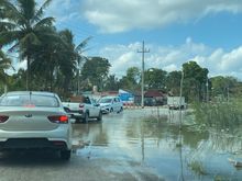 The floods extended to the roads around Coba