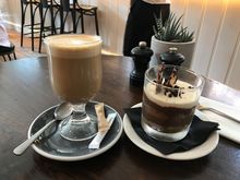 A mocha and tiramisu