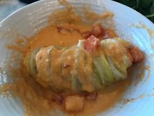 There crab was hiding in the stuffed cabbage rolls.