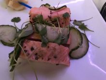 Salmon app was hot smoked, somewhat dry
