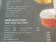 Beverage menu. 