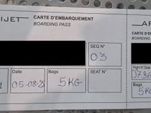Afrijet hand written boarding pass