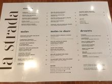 A la carte menu 