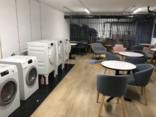 Inside the safe room is the laundry room