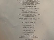 Breakfast menu (buffet is also available) 