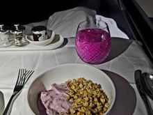 Breakfast - Red Dragon Fruit Smoothie & Greek Yoghurt with Granola