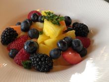 Fruit salad at breakfast.