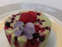 Pistachio sabayon and almond sponge