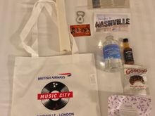Arrival goody bag deconstructed.

I think I was one of the first ones out for the media but my answers were not that useful after 12 hrs of champagne diet. (Btw. no Henriot loaded on LHR-BNA, had to settle with Castelnau.)