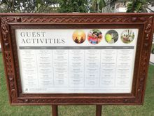 Schedule for activities at the resort