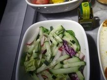 Cucumber salad and fruit