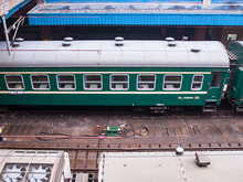 China Railways - old "green car" 2007 Shanghai Main Station