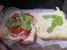 Inside the “Italian” it’s not a hot capacola salami combo but it was reasonable, good provolone, nice touch with peppers.  Mayo already applied and not lightly so beware.