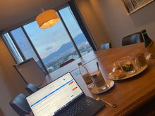 Working on the trip report before bed in the lounge. Nice views. 