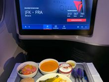 From JFK: mixed fish grill of salmon, monkfish and swordfish with saffron basmati rice…decently flavorful if a bit dry
